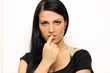 Closeup portrait of a funny woman standing indoors