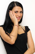 Closeup portrait of a funny woman standing indoors