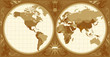 World map with retro-styled hemispheres World map with retro-styled hemispheres