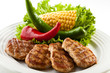 Grilled steaks  and vegetables