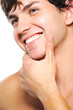 Happy cleanshaven male face with a toothy smile