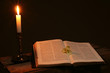 bible prayer book candle