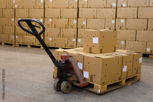 boxes on hand pallet truck