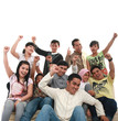 happy asian group friends