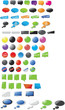 A collection of modern stickers and speech bubbles