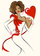 Glamour girl with red heart.artistic Glamour girl with red heart.artistic