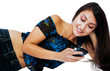 Close-up of a woman text messaging