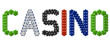 Casino written with poker chips