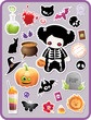 set of childish cartoon Halloween stickers