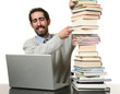man computer and books man computer and books