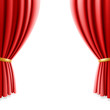 Red theater curtain on white background. Vector illustration.