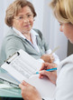Doctor examines results of blood tests