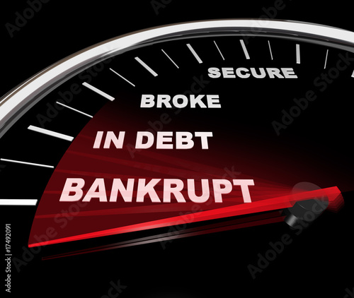 Illustration: Plunging into Bankruptcy - Financial Speedometer Plunging into Bankruptcy - Financial Speedometer
