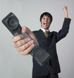 jeune homme d'affaires focus combiné téléphonique jeune homme d'affaires focus combiné téléphonique
