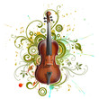 Violin on abstract floral background