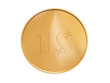 gold 1$ coin on white