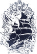 Emblem of old ship Emblem of old ship