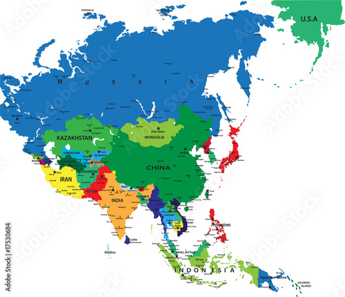 political map of mongolia. Political map of Asia