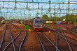 Freight train passing railway station