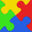 Ilustração: four colored puzzle pieces close up four colored puzzle pieces close up