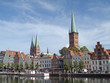 Am Fluss Trave in Lübeck, Deutschland Am Fluss Trave in Lübeck, Deutschland