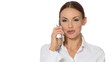 Beautiful young businesswoman is using mobile phone