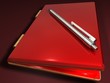 Etui rot mit Kugelschreiber