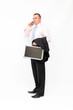 Businessman with a briefcase and phone.