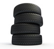 Stack of new tires isolated on white Stack of new tires isolated on white