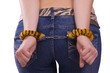 Sex toy. Girl with handcuffs.