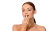 Makeup artist is doing makeup on beautiful woman