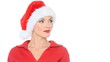 Portrait of beautiful sexy girl wearing santa claus hat