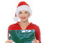Sexy girl in santa claus hat with shopping bag