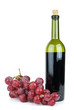 Wine bottle and grapes isolated on the white background Wine bottle and grapes isolated on the white background