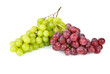 Green and pink grapes isolated on the white background Green and pink grapes isolated on the white background