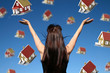Lot of houses falling from sky.