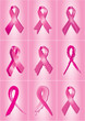 Set of 9 breast cancer awareness ribbon