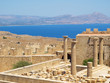 Ancient remains and Vliha Bay from Lindos, Rhodes island