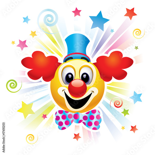 Vektor: Smiley ball as clown in the circus Smiley ball as clown in the circus