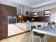 Photo en ligne au meilleur prix Modern kitchen. Interior design idea.Computer graphic rendering.