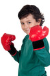 Funny boy with boxing gloves