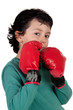 Funny boy with boxing gloves