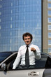 Friendly businessman outdoors