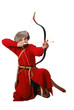 Tatar warrior with a bow in kneeling position.