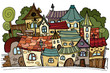 Cartoon vector fairy tale drawing town Cartoon vector fairy tale drawing town