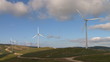 Wind power turbines in the mountains