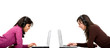 girls listening to music on a laptop