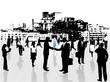 Illustration of business people and city Illustration of business people and city
