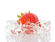 Strawberry frozen in ice