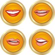 Four buttons with female smiles. Vector Four buttons with female smiles. Vector